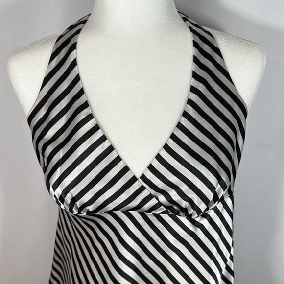 H&M Black & White Striped Satin Halter Top - Picture 2 of 7
